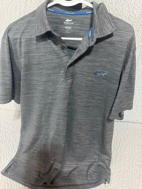 Greg Norman Collection Heather Gray Polo with Shark Emblem